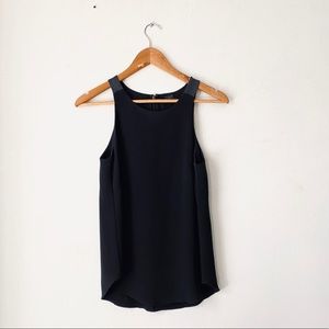 Club Monaco black tank top with leather accents xs